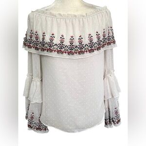 Embroidered Off-Shoulder White Top